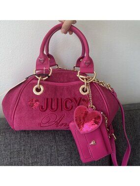 NWT Juicy Couture Juicy Angel Satchel Raspberry Tart Pink Heart Charm crossbody